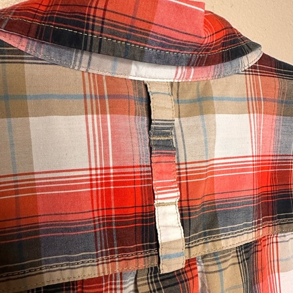 The North Face Men’s Button Down Short Sleeve Plaid Shirt Size XL Red Brown - Picture 4 of 5